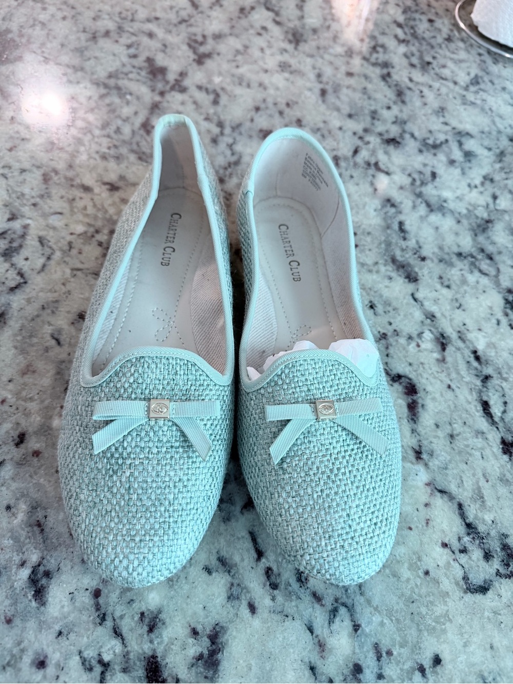 Charter Club Mint Woven Slip-On Loafers with Bow Accent